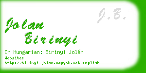 jolan birinyi business card